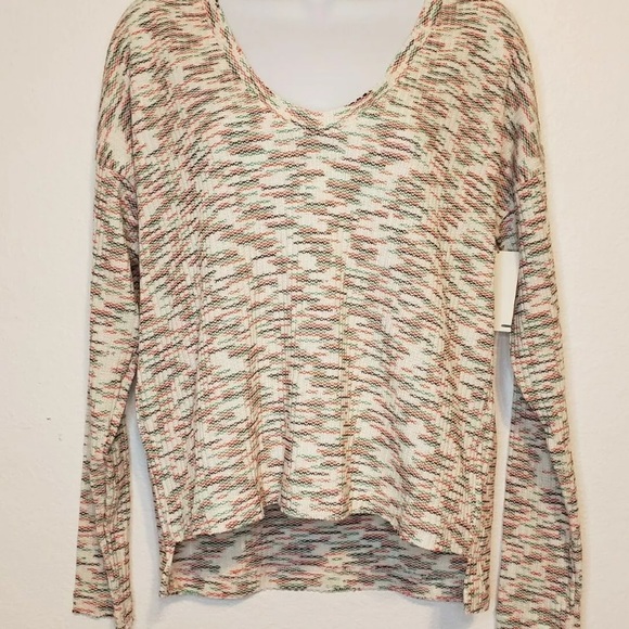 Long Sleeve High Low Space Dye V Neck Sweater - Picture 13 of 14